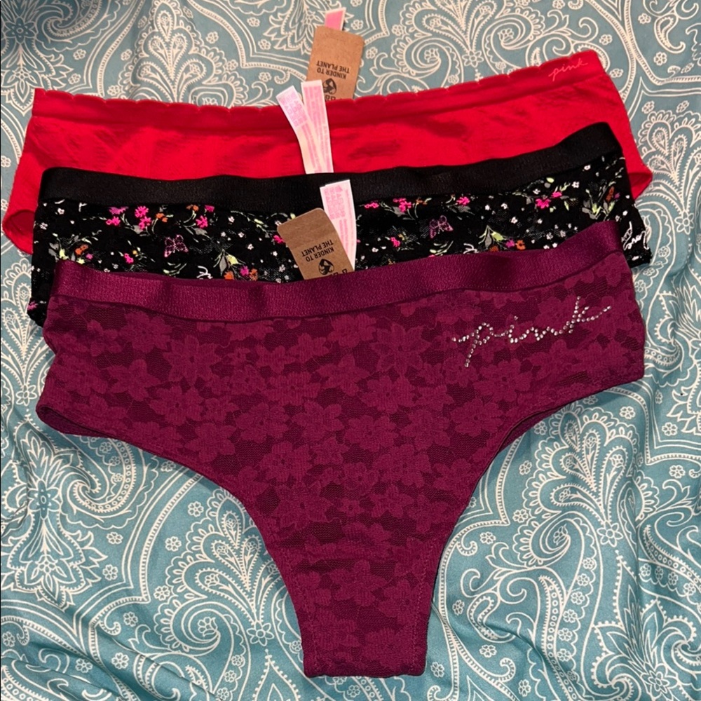 PINK Victoria's Secret Red and Black Bottoms Soft Stretchy Fabric